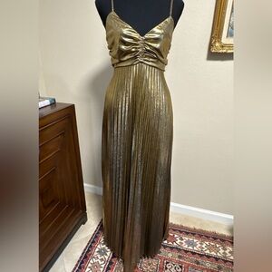 Elegant Gold Pleated Gown